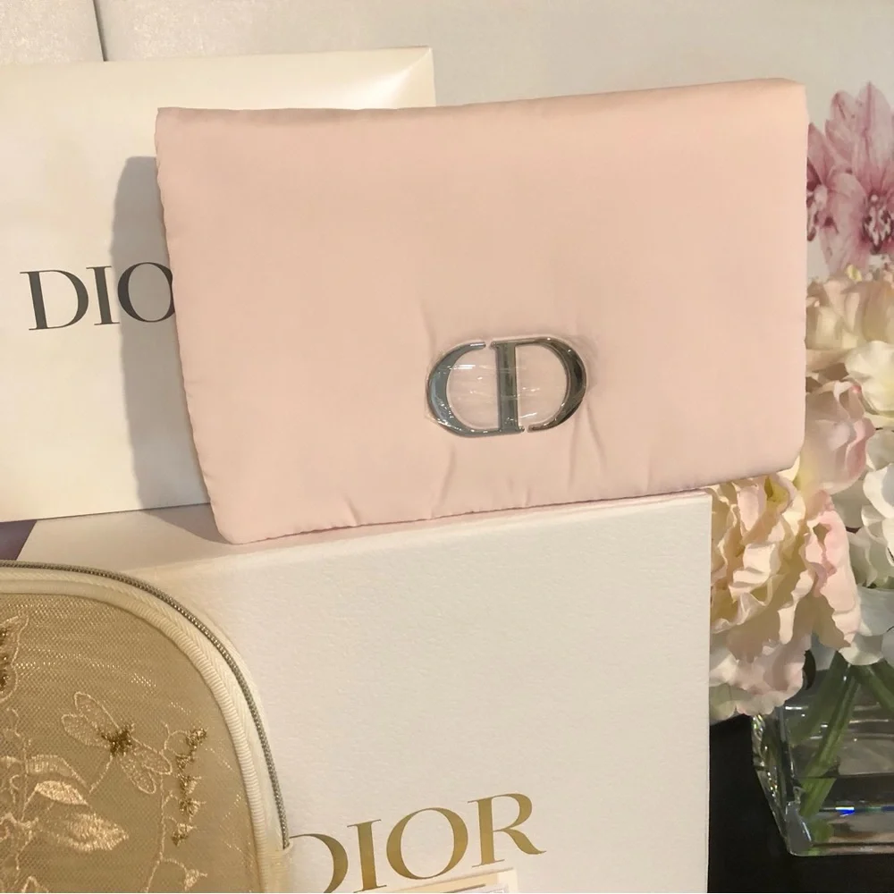 Rare Dior Beauty Limited Edition Set 3 Pouches + Toile de Jouy Folding Fan NEW